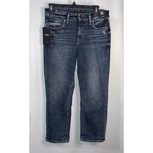 Silver Jeans New Indigo Blue Denim Capri W30 L23.5 Suki Curvy Fit Mid Rise